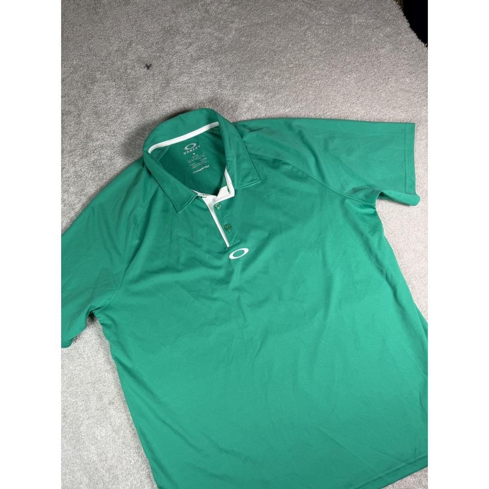 Oakley Short Sleeved Green Performance Polo Golf Shirt Men's Regular Fit XL